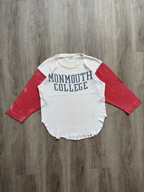 Champion Other - True Vintage 60s Champion Monmouth College 3/4 Sleeve Football Shirt Rare Fade